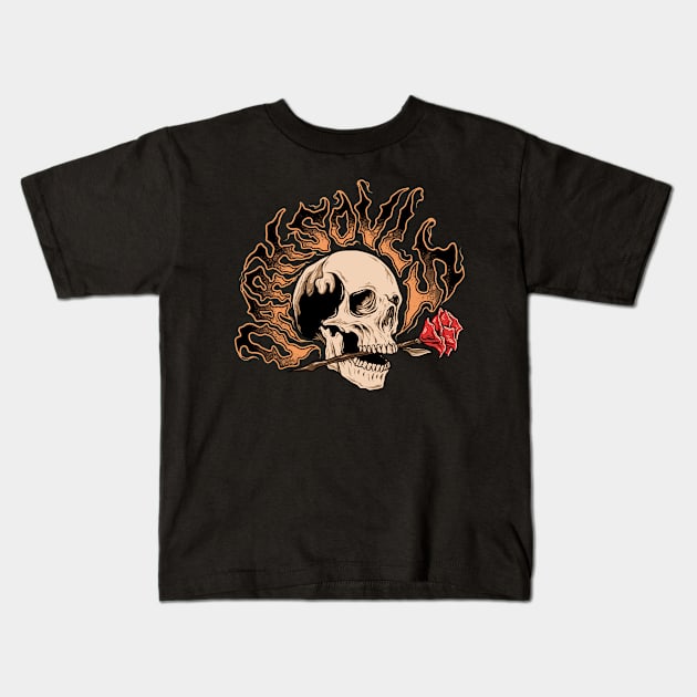 Skull Head "Darksovls" Kids T-Shirt by Darts design studio